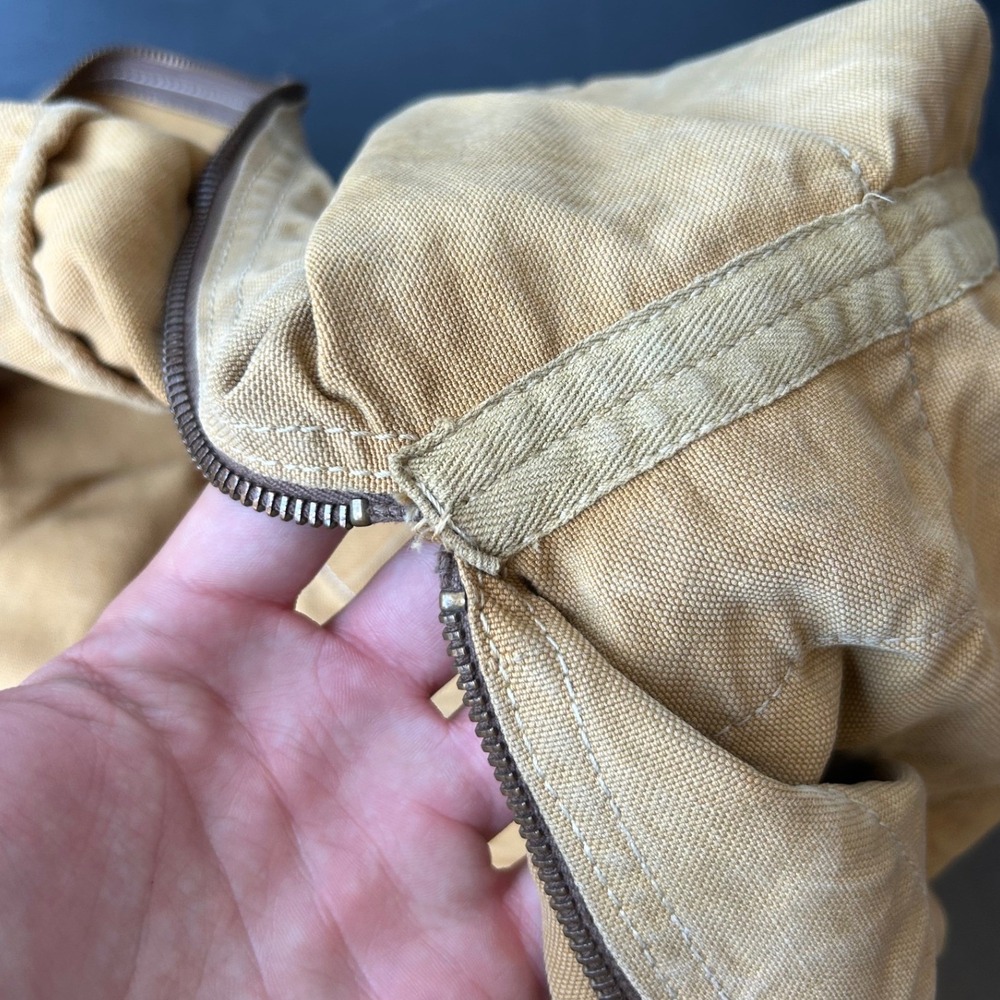 RARE Vintage Spanish Air Force MilitarY Canvas Duffel Bag Tan Utility Carryall - Picture 13 of 13